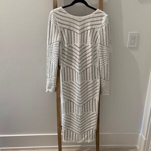 Elegant White Striped Dress